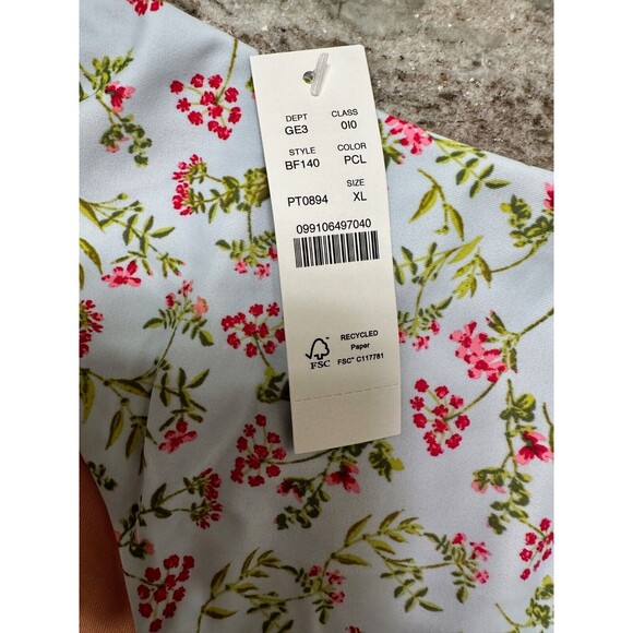 J Crew Bikini Bottom Womens XL Blue Floral Cloud Meadow Curved Waist Cheeky - Picture 5 of 9